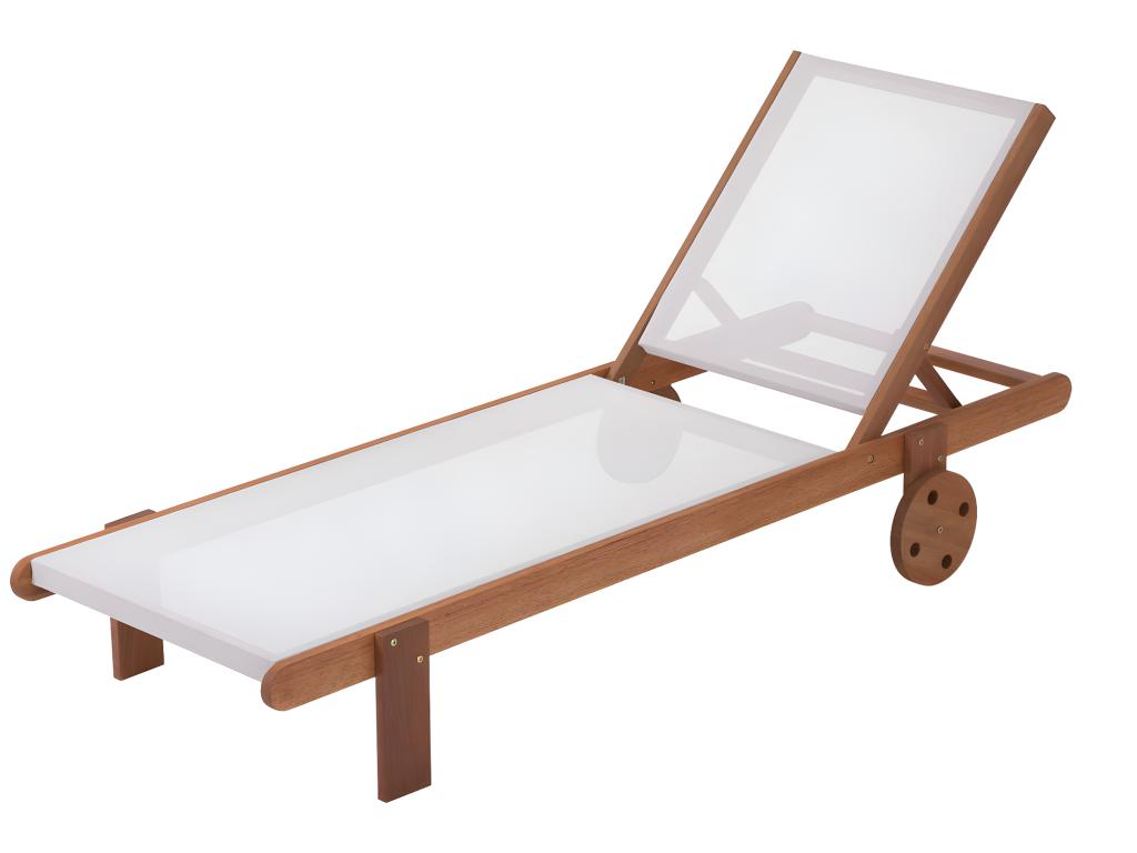 Lot de 2 bains de soleil en bois exotique Saïgon - Maple - Ecru