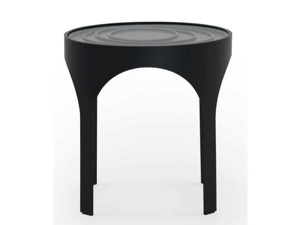 Table basse avec plateau en verre en métal noir