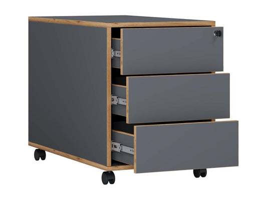 Vertchez Caisson roulant Caisson d'appoint Caisson de bureau à Vertchez Salia 3 tiroirs profondeur 45 cm Anthracite