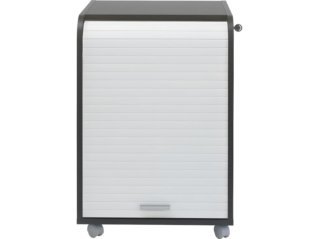 Caisson de Bureau Noir Bicolore à rideau - Coloris Blanc