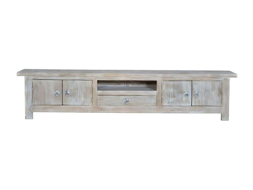 Meuble TV 1 Tiroir Bois Blanc 230x50x44cm - Vertchez