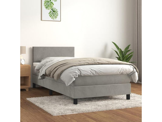 Lit à sommier tapissier et matelas Gris clair 80x200 cm Velours