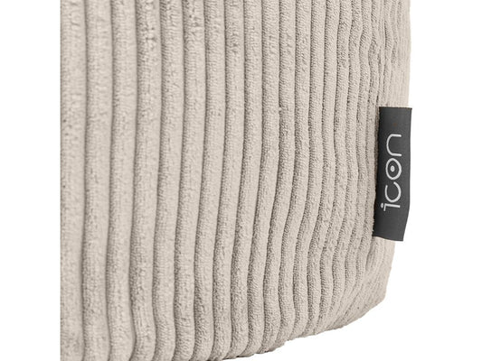 Pouf classique et son repose-pied velours côtelé beige galet - Vertchez