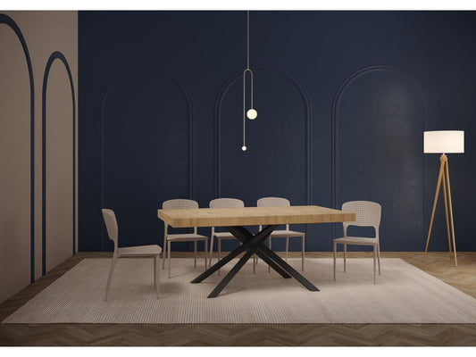 Table extensible 80x160/244 cm Karida chêne nature pieds blancs