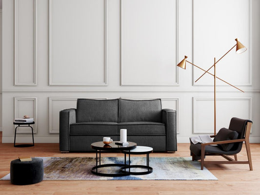 Canapé 4 places convertible express en velours côtelé gris anthracite - Couchage 160 cm - Matelas 22 cm Vertchez