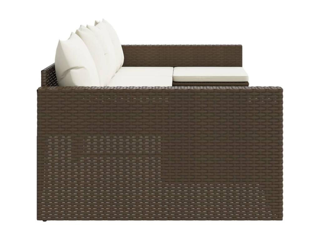Salon de jardin 2 pcs avec coussins Marron Résine tressée
