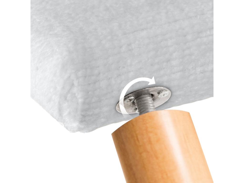 Vertchez Tête de Lit Laine Naturelle 135x105cm avec Pieds de Lit 120/135 - Blanc