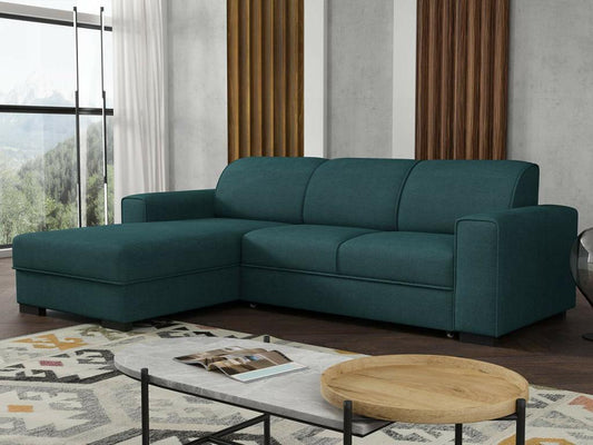 Canapé d'angle Vertchez 186 Turquoise Fonction de couchage Boîte de literie 260x182cm