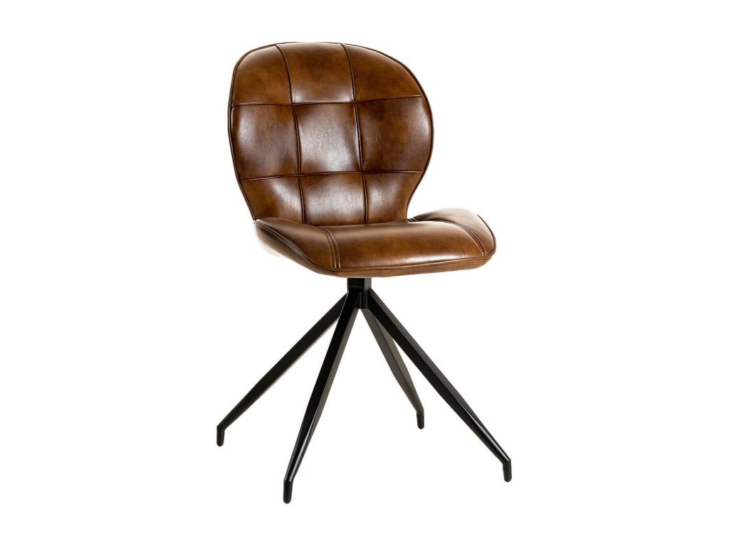 Vertchez - Lot de 4 Chaises Simili Vieilli Marron