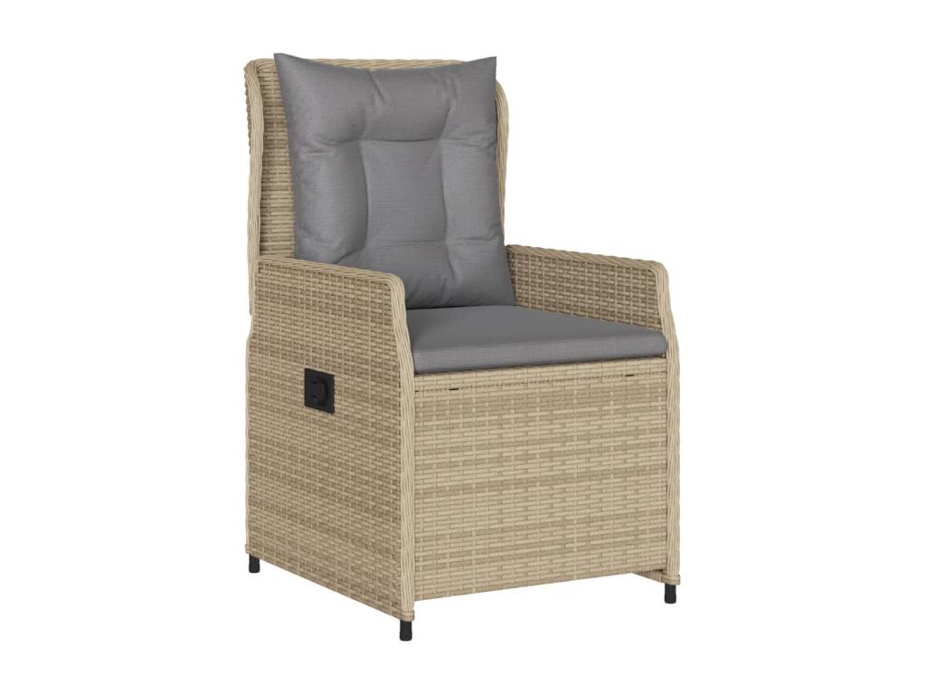 Ensemble à manger de jardin et coussins 7 pièces beige poly rotin