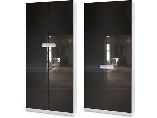 Ensemble de Meubles de Bureau Corps en Blanc Mat/Façades en Blanc Haute Brillance