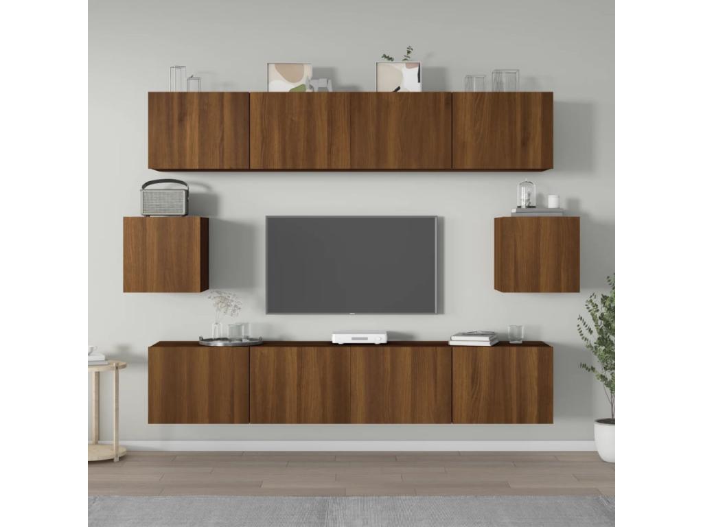Ensemble de meubles TV 6 pcs Chêne marron Bois d'ingénierie