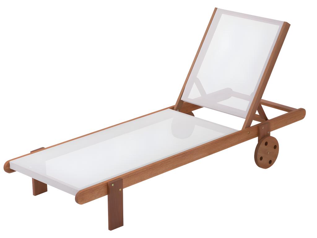 Lot de 2 bains de soleil en bois exotique Saïgon - Maple - Ecru