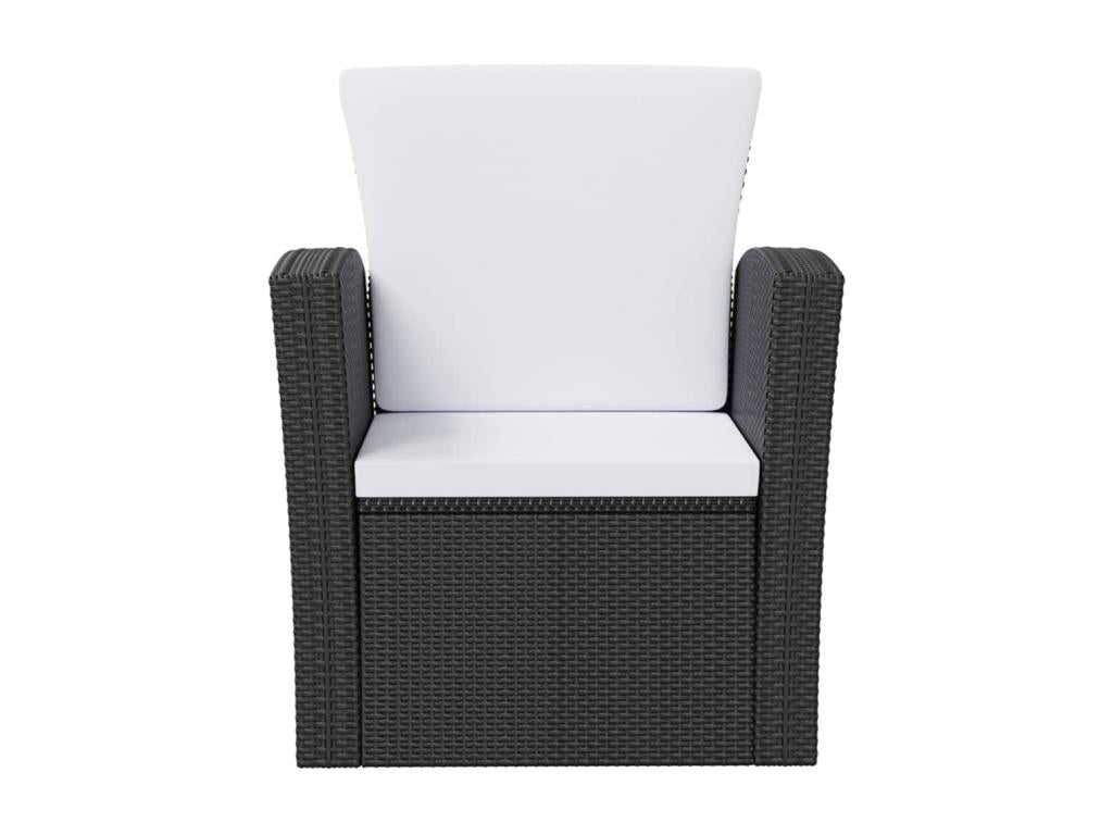 Salon de jardin 8 pièces avec coussins Résine tressée Noir