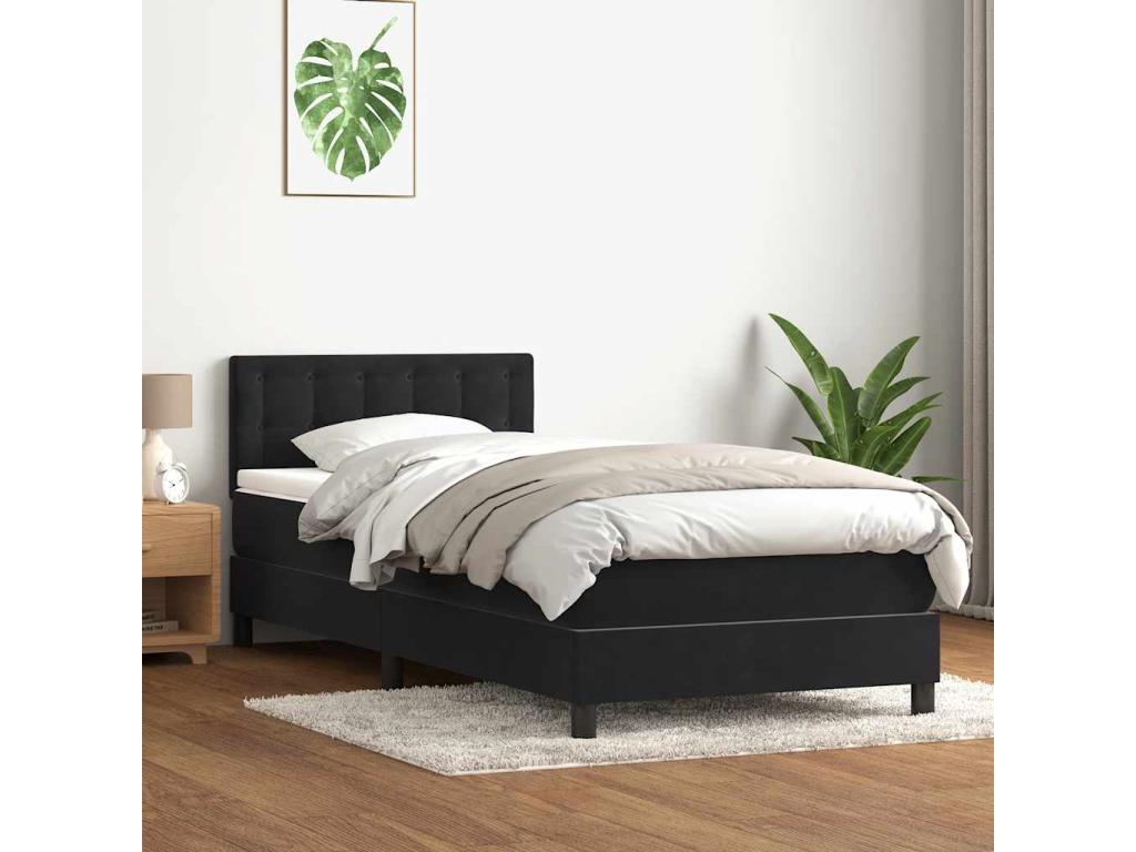 Sommier à Vertchez de lit avec matelas noir 80x210 cm velours