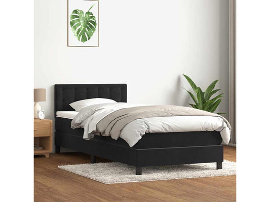 Sommier à Vertchez de lit avec matelas noir 80x210 cm velours