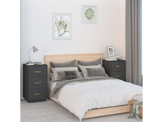 Tables de chevet 2 pièces Gris 40x40x75 cm Bois de pin massif