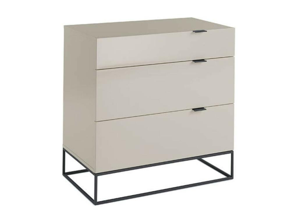 Commode 3 tiroirs bois laqué et acier noir Vertchez-Couleur Vertchez