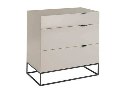 Commode 3 tiroirs bois laqué et acier noir Vertchez-Couleur Vertchez