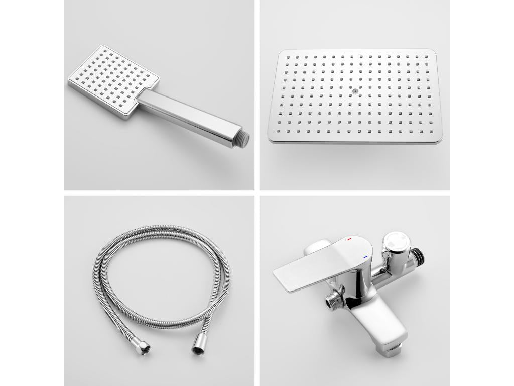 Vertchez max Colonne de Douche Mécanique Hauteur Réglable 90-1240mm Set Douche en Laiton Chromé Ensemble Salle Bain Accessoire 6 Pièces Inox Brossé