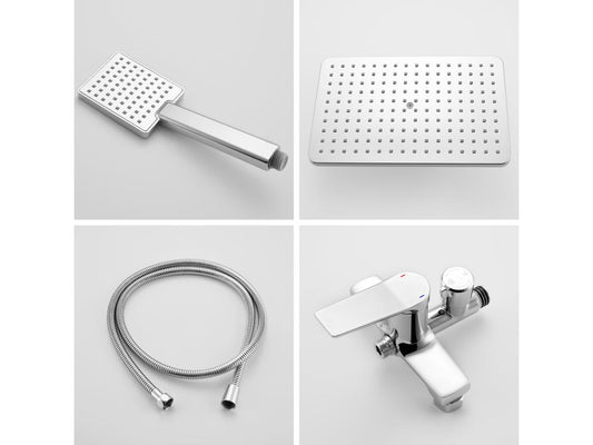 Vertchez max Colonne de Douche Mécanique Hauteur Réglable 90-1240mm Set Douche en Laiton Chromé Ensemble Salle Bain Accessoire 6 Pièces Inox Brossé