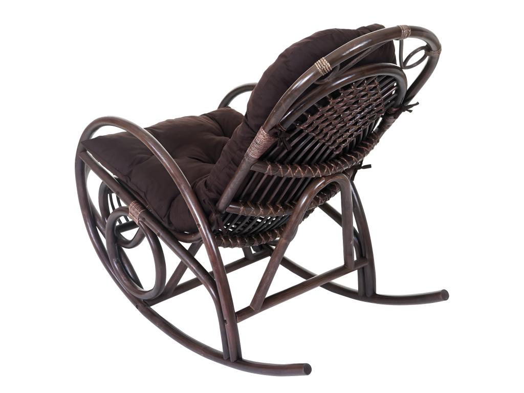 Fauteuil à bascule Vertchez-C40 Rattan coussin marron