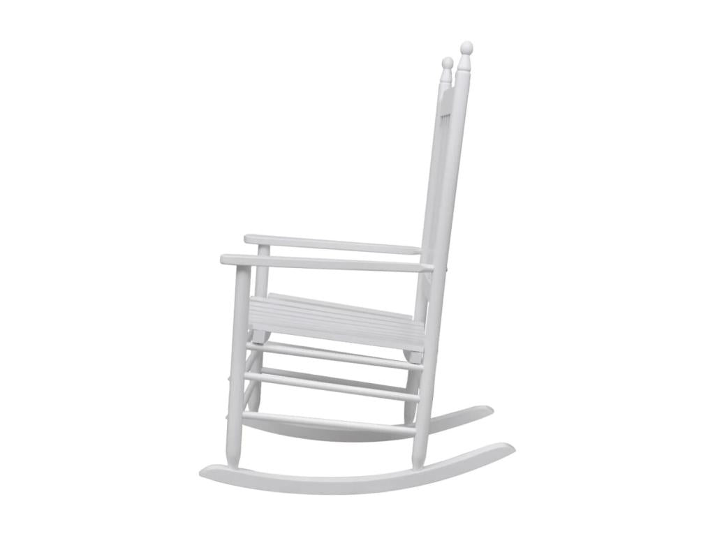 Rocking chair with curved seat, white wood