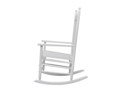 Rocking chair with curved seat, white wood