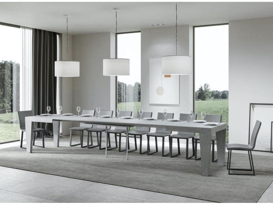 Table extensible 6 à 20 places gris cendré Vertchez 160 à 420cm-Support 4 pieds