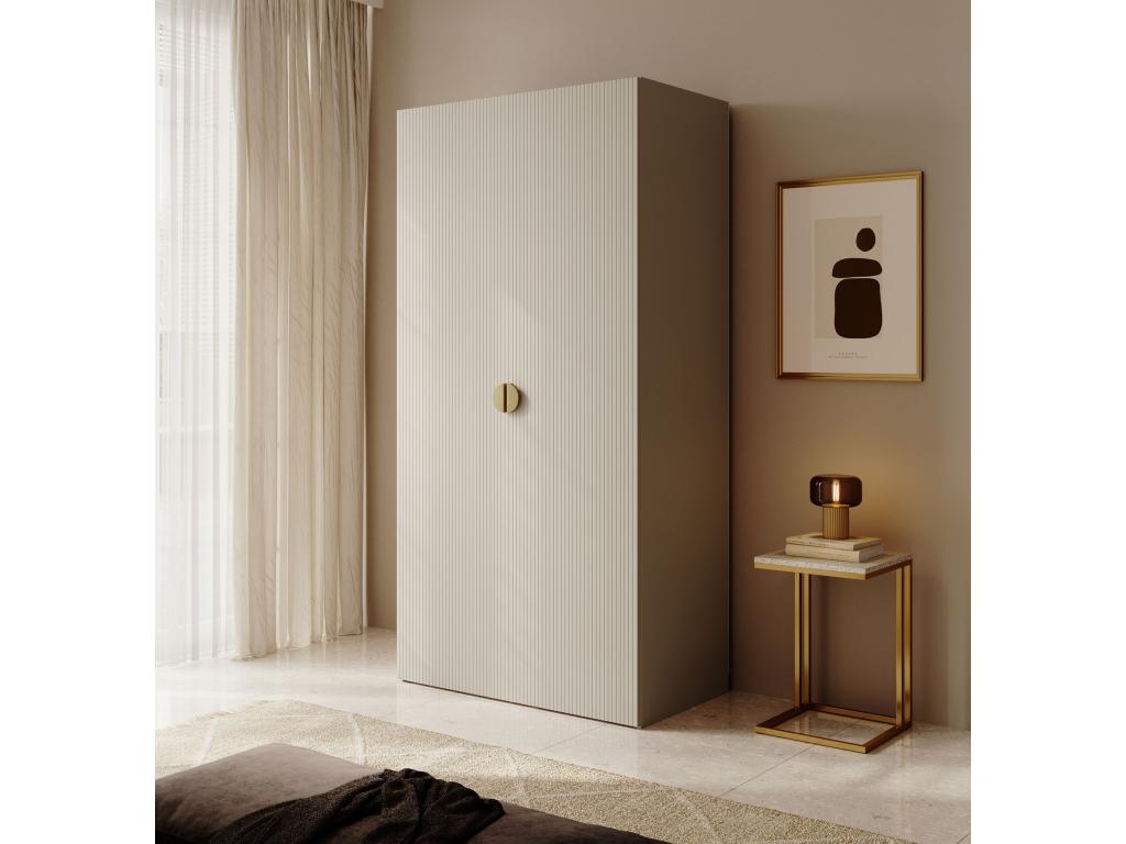 Armoire 2 portes avec tringle et tiroirs - 100 cm - grège - Vertchez