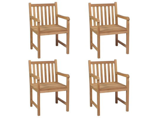 Chaises de jardin lot de 4 et coussins blanc crème Teck solide