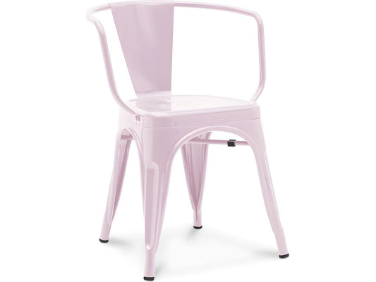 Chaise de salle à manger avec accoudoirs - Design industriel - Acier - Nouvelle édition - Vertchez Rose pâle