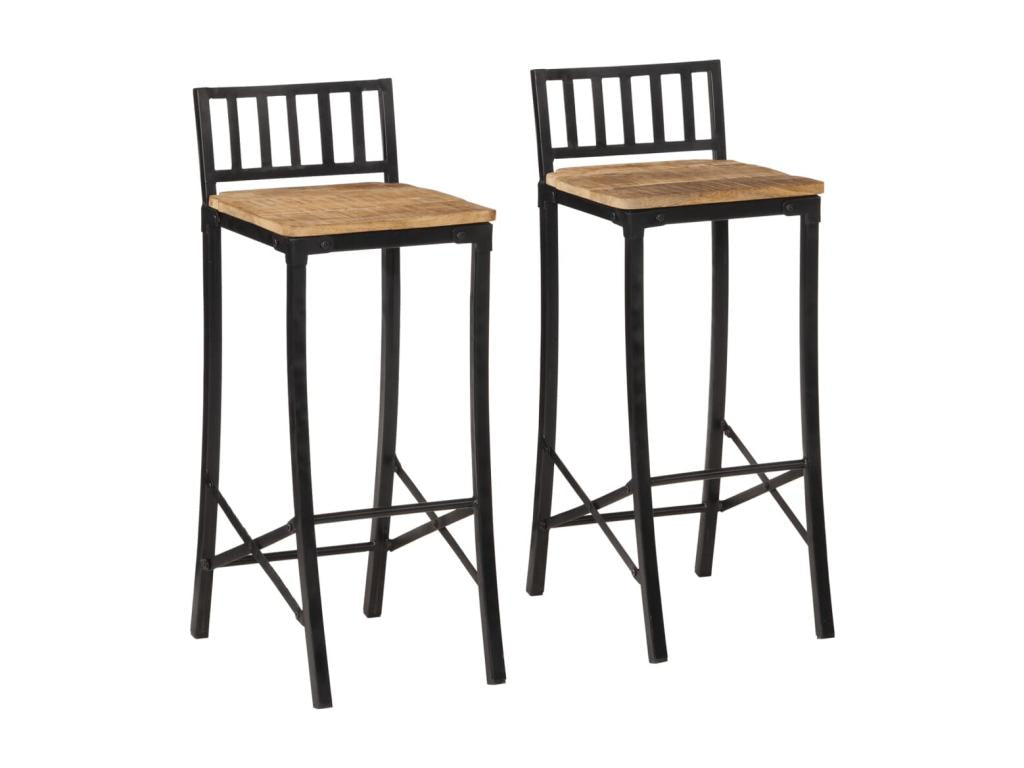 Ensemble de bar 3 pcs bois de manguier brut massif et métal