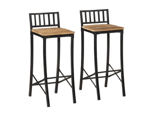Ensemble de bar 3 pcs bois de manguier brut massif et métal