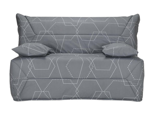 Banquette BZ 140x190 tissu graphique gris matelas 12cm Vertchez essentiel