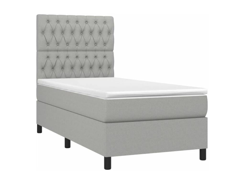 Sommier à Vertchez de lit avec matelas et LED Gris clair 90x190