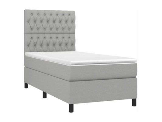 Sommier à Vertchez de lit avec matelas et LED Gris clair 90x190