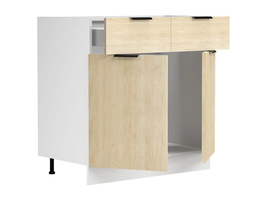 Vertchez Armoire de cuisine largeur 80 cm Tiroir Meuble bas de cuisine Fasola blanc / chêne miel
