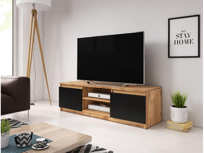 Meuble TV - 120 cm - chêne Vertchez/graphite noir - avec LED - Vertchez