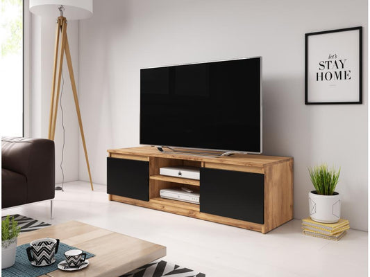 Meuble TV - 120 cm - chêne Vertchez/graphite noir - avec LED - Vertchez