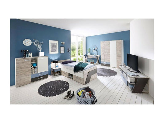 Meuble TV 5 Niches Vertchez 135cm Chêne / Blanc