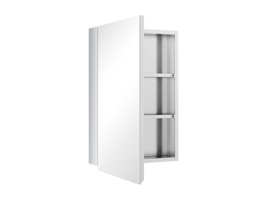 Armoire miroir murale salle de bain toilette dim- 39L x 12l x 60H cm acier inox- verre