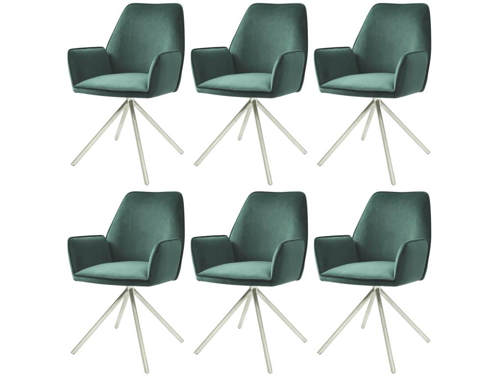 Chaise de salle à manger Vertchez-G67 lot de 6 vert inox