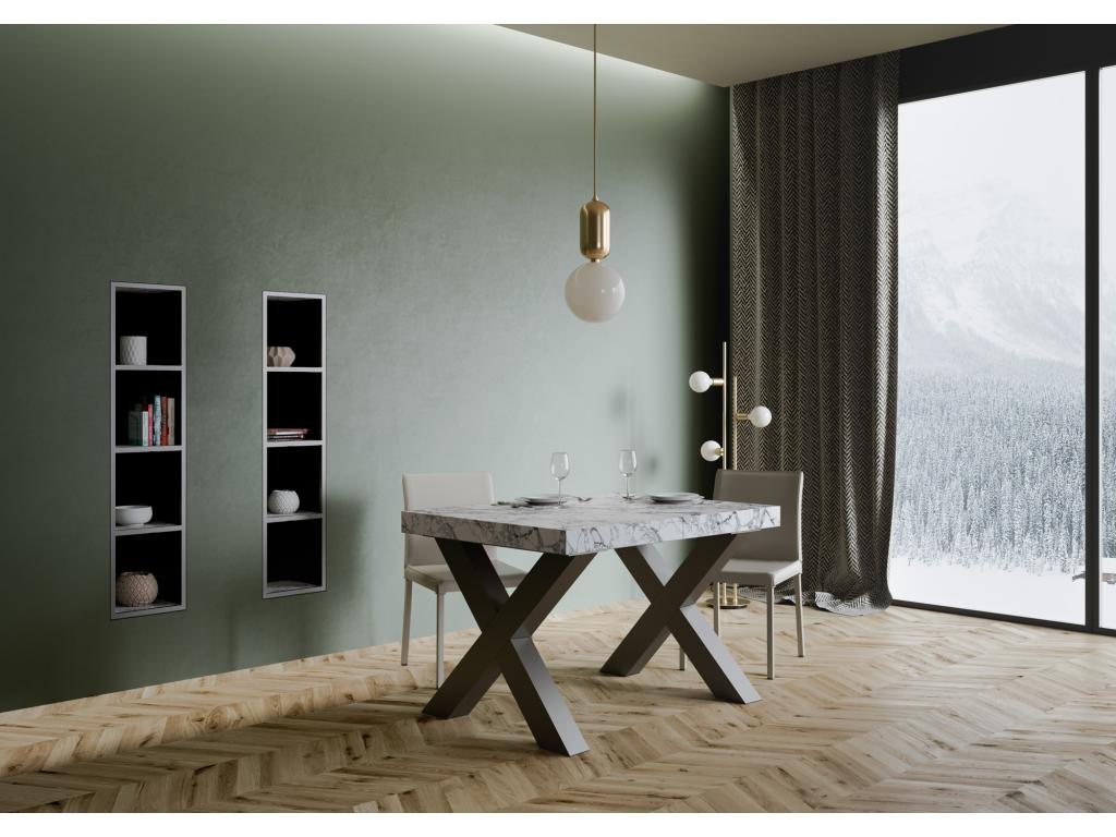 Table Vertchez Evolution Dessus Marbre 90x120 Allongée 380 cadre Anthracite