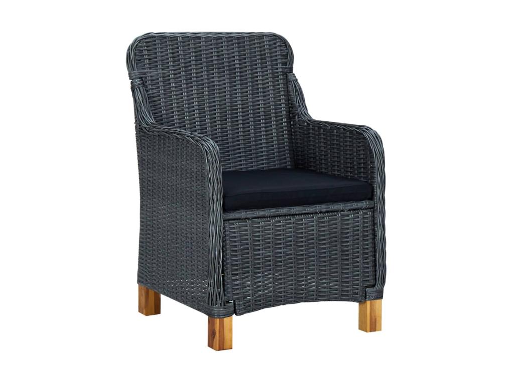 Chaises de jardin avec coussins 2 pcs Résine tressée Gris foncé