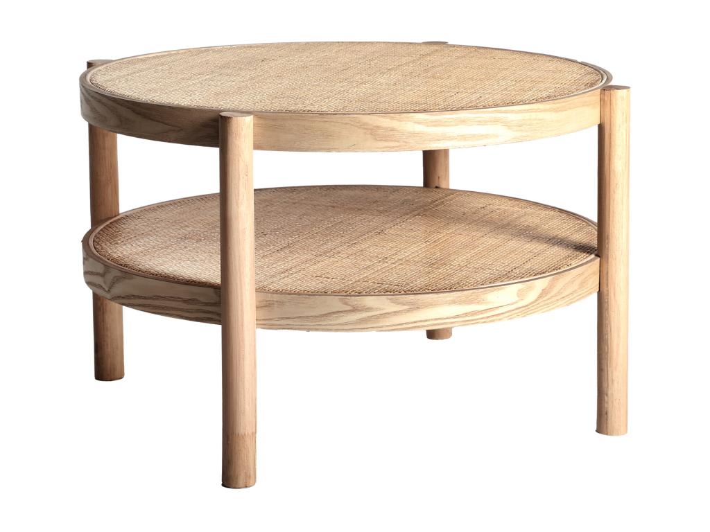 Table basse en bois de frêne marron 77x77x45 cm