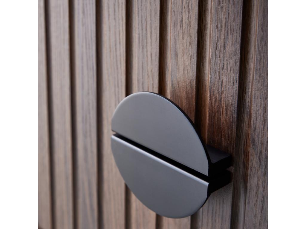 Table de chevet effet bois foncé décor bois rainuré- un tiroir- L 48 x l 39 x H 50cm