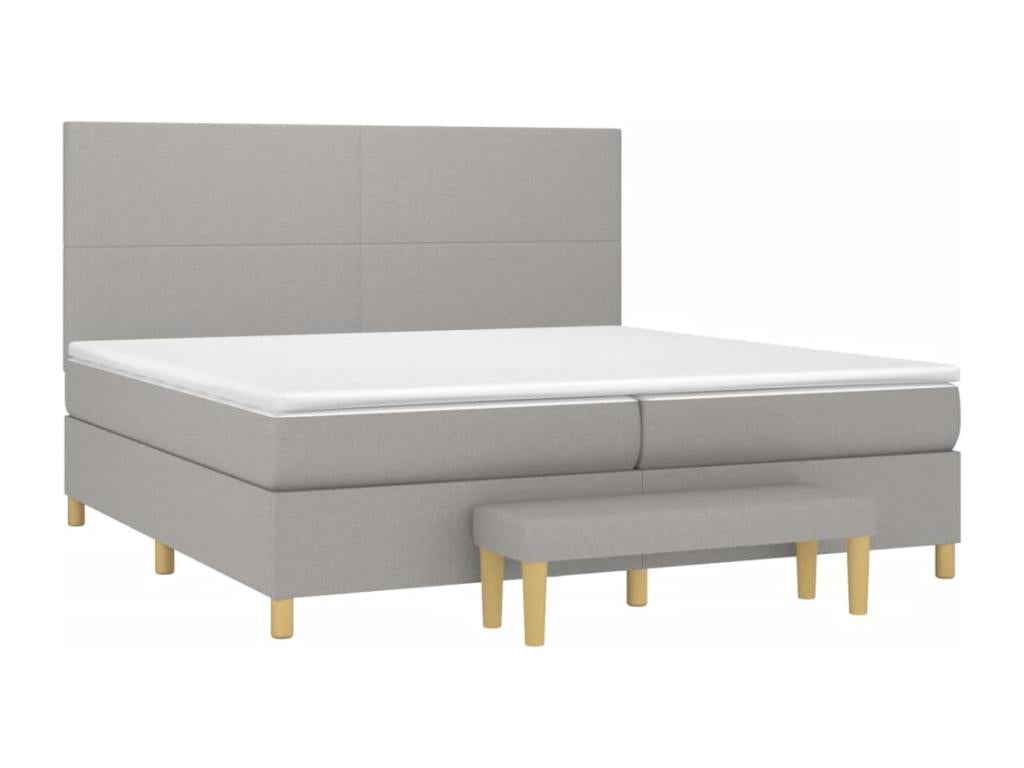 Lit à sommier tapissier avec matelas Gris clair 200x200cm Tissu