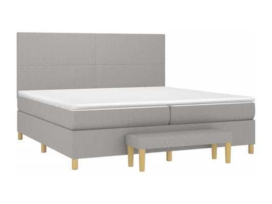 Lit à sommier tapissier avec matelas Gris clair 200x200cm Tissu