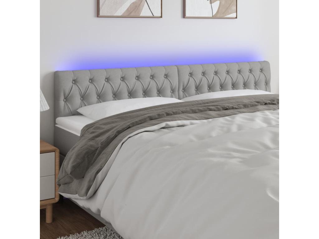 Tête de lit à LED Gris clair 200x7x78/88 cm Tissu